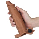 Przedłużka penisa Add 2" Pleasure X Tender Vibrating 18,5 cm Brązowa - 5