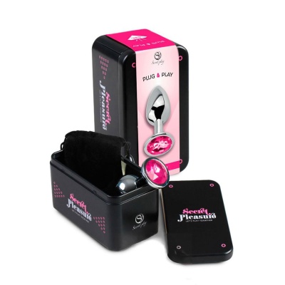 FUCHSIA JEWELLED METAL BUTT PLUG M - 1