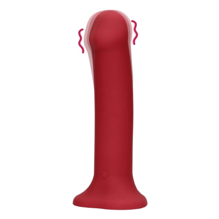 Non-Phallic Vibrating Dildo - Large - Raspberry Red - 1