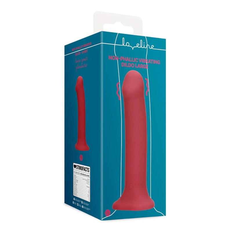 Non-Phallic Vibrating Dildo - Large - Raspberry Red - 2