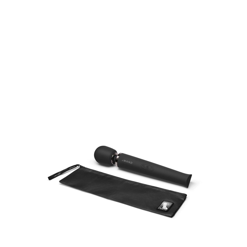 Masażer Le Wand Matte Black Rechargeable - silikonowa głowica 6,21 cm, elastyczna szyjka 5,0 cm, długość korpusu 34 cm - 3