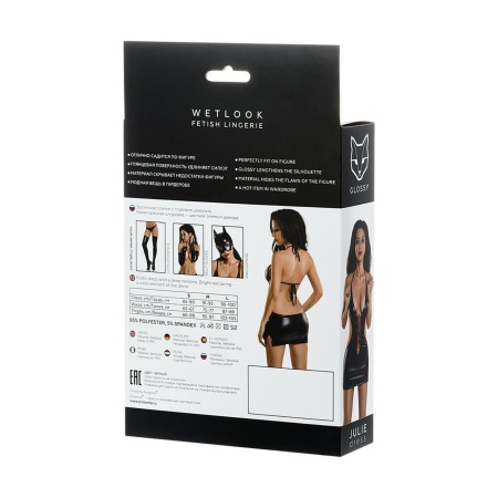 Glossy Shiny Wetlook dress JULIE - black L - 5