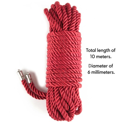 Sznur do bondage Crimson Silky 10 m, 6 mm, czerwony - 1 2