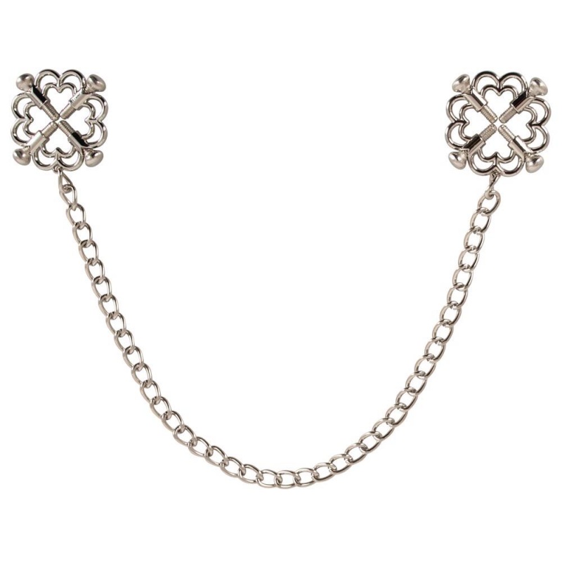Klipsy na sutki Nipple Jewellery z łańcuchem 30,5 cm i 4 śrubami regulacyjnymi, Ø zewnętrzna 3,6 cm - 2