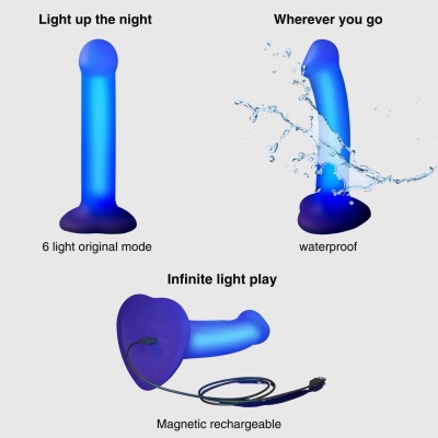 GLOW-LED DILDO PURPLE - M - 1 2