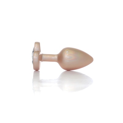 Plug-Jewellery Pearl Gold Heart PLUG- Clear S - 1 2