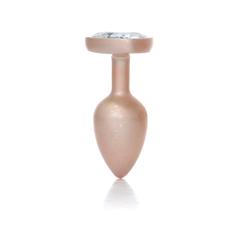 Plug-Jewellery Pearl Gold Heart PLUG- Clear S - 5