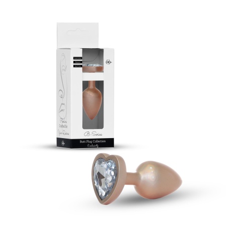 Plug-Jewellery Pearl Gold Heart PLUG- Clear S - 8