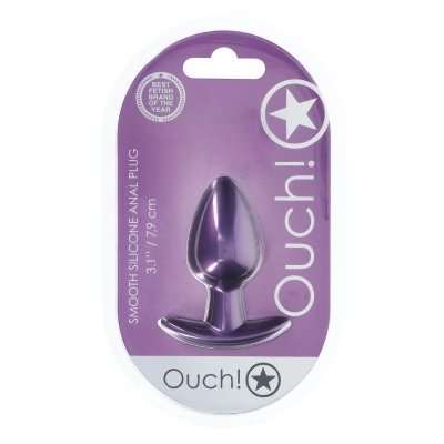 Smooth Silicone Anal Plug - Medium - 3.1 / 7,9 cm - Metallic Purple - 1 2