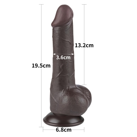 Dildo Sliding Skin Dual Layer 19,5 cm Czarny z jądrami - 2