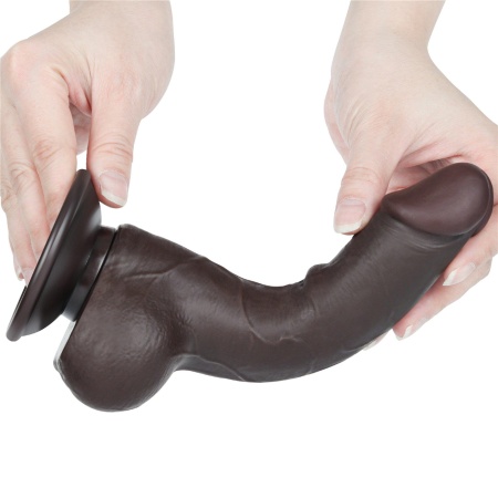 Dildo Sliding Skin Dual Layer 19,5 cm Czarny z jądrami - 5