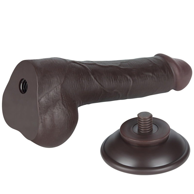 Dildo Sliding Skin Dual Layer 19,5 cm Czarny z jądrami - 8