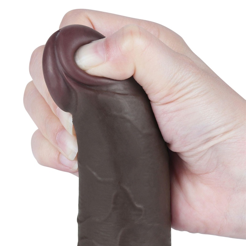 Dildo Sliding Skin Dual Layer 19,5 cm Czarny z jądrami - 10