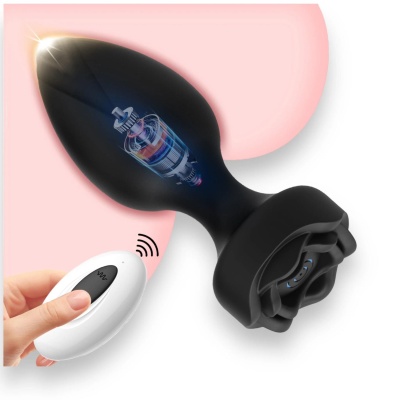 Wibracyjny korek analny Princess Plug 10,3 cm z pilotem, czarny - 1 2