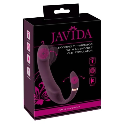 Wibrator Bendable Nodding Tip z ruchomą główką i stymulatorem łechtaczki 18,7 cm - 1