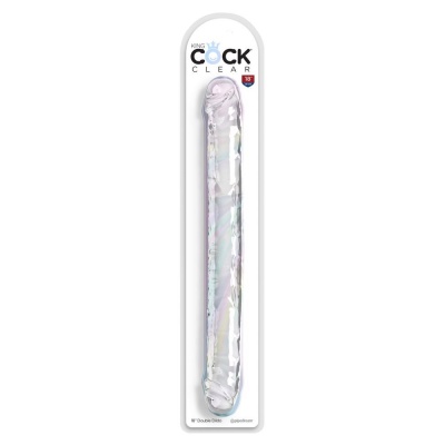Podwójne dildo King Cock Clear 18" – dwustronna konstrukcja z TPE, 46 cm, Ø 4,3 cm - 1