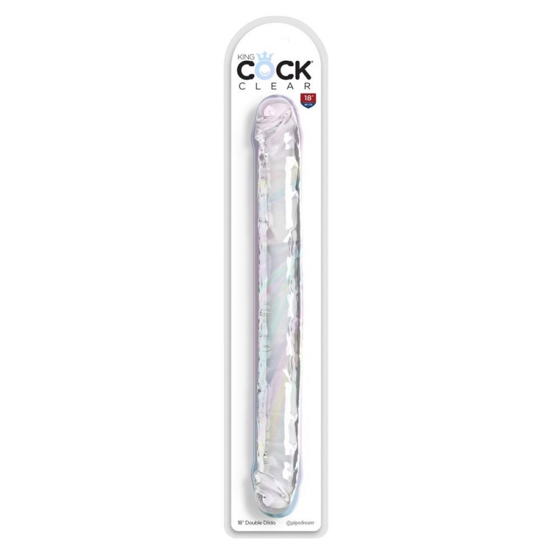Podwójne dildo King Cock Clear 18" – dwustronna konstrukcja z TPE, 46 cm, Ø 4,3 cm - 1
