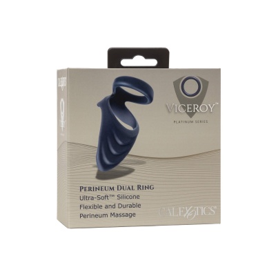 Pierścień na penisa Perineum Dual Ring z wypustką na krocze 7,5 x 4,5 cm - 1 2