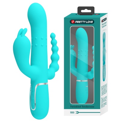 Wibrator 3-strefowy Twinkled Tenderness z obracającymi się koralikami i silikonem Soft Touch - 1