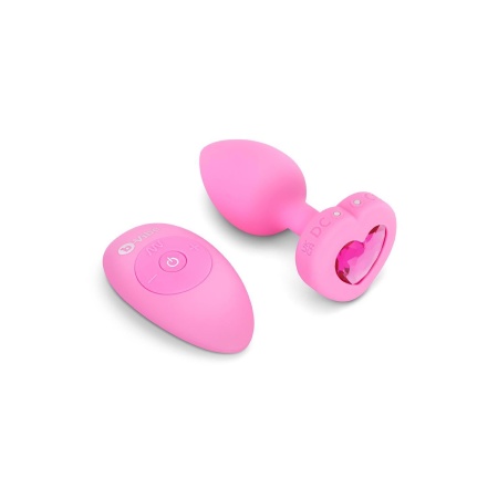 Plug analny wibrujący w kształcie serca S/M - bezszwowy silikon, 15 wzorców wibracji, długość wkładana 7,6 cm - 3