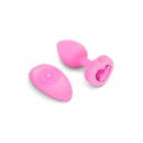 Plug analny wibrujący w kształcie serca S/M - bezszwowy silikon, 15 wzorców wibracji, długość wkładana 7,6 cm - 3