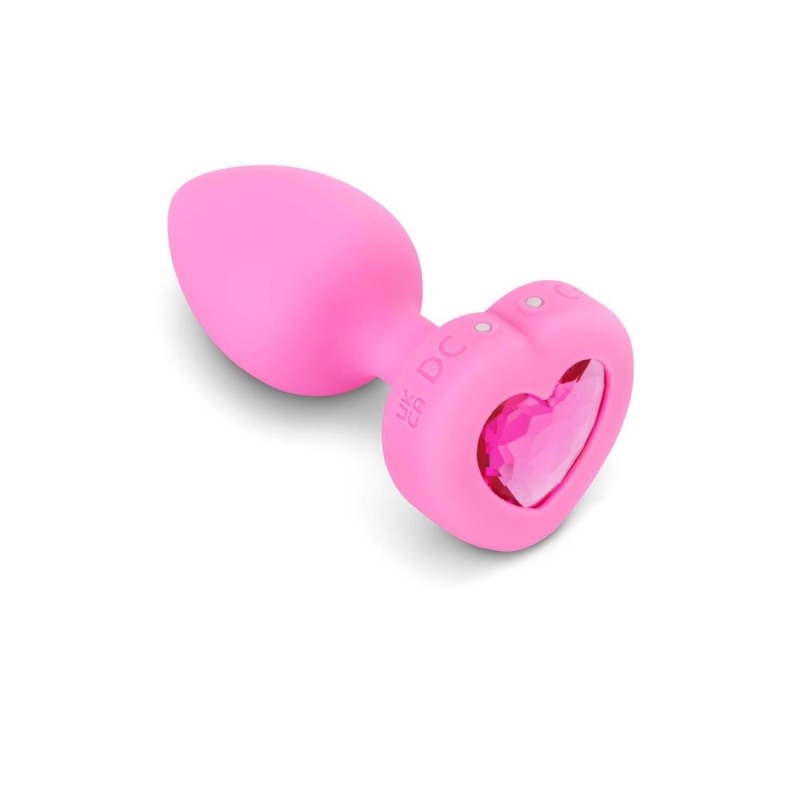 Plug analny wibrujący w kształcie serca S/M - bezszwowy silikon, 15 wzorców wibracji, długość wkładana 7,6 cm - 4