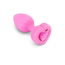 Plug analny wibrujący w kształcie serca S/M - bezszwowy silikon, 15 wzorców wibracji, długość wkładana 7,6 cm - 4