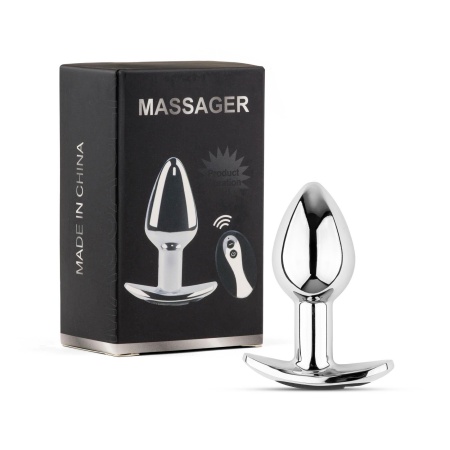 Korek analny metalowy M Vibrator USB z pilotem - stal polerowana, 10 trybów wibracji, IPX7 - 1
