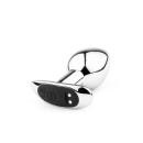 Korek analny metalowy M Vibrator USB z pilotem - stal polerowana, 10 trybów wibracji, IPX7 - 3