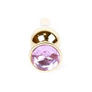 Biżuteria analna Jewellery Gold Rose - korek analny ze stali nierdzewnej, anatomiczny kształt, długość 9,5 cm, średnica 3 cm - 1