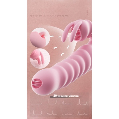 Wibrator Hannah 24 cm z języczkiem, wibracjami i rotacją - 1 2