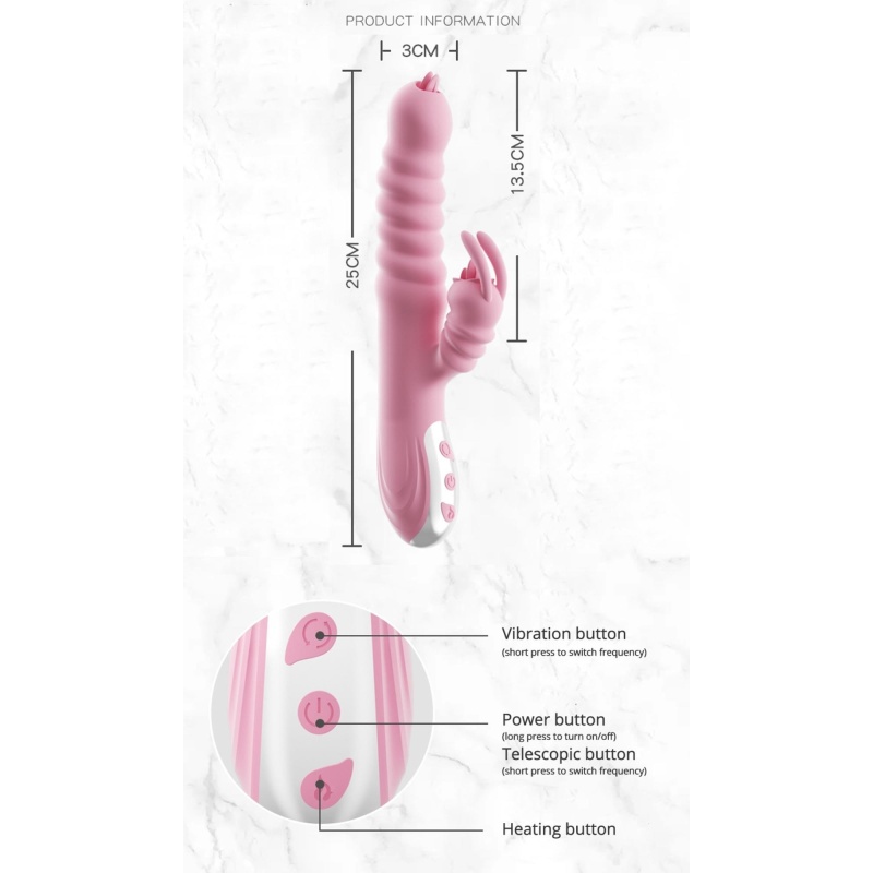 Wibrator Hannah 24 cm z języczkiem, wibracjami i rotacją - 10