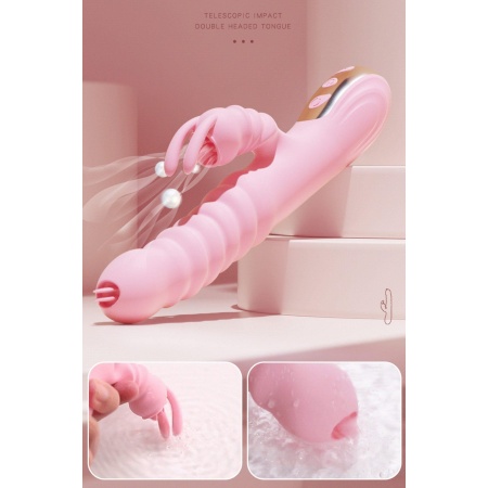 Wibrator Hannah 24 cm z języczkiem, wibracjami i rotacją - 12