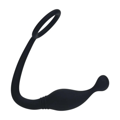 Silicone Cockring with Prostate Stimulator - S - Black - 1