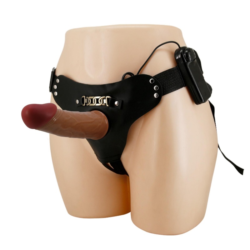 Uprząż Starks typu strap-on z wibrującym dildo hollow 17,5 cm - 5