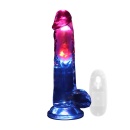 Wibrujące dildo LED z jądrami, przyssawką i pilotem, 20 cm - 1