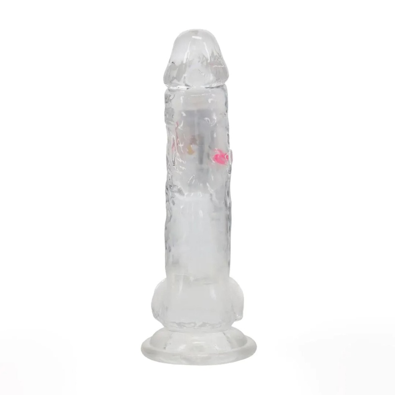 Wibrujące dildo LED z jądrami, przyssawką i pilotem, 20 cm - 4