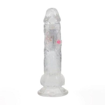 Wibrujące dildo LED z jądrami, przyssawką i pilotem, 20 cm - 4