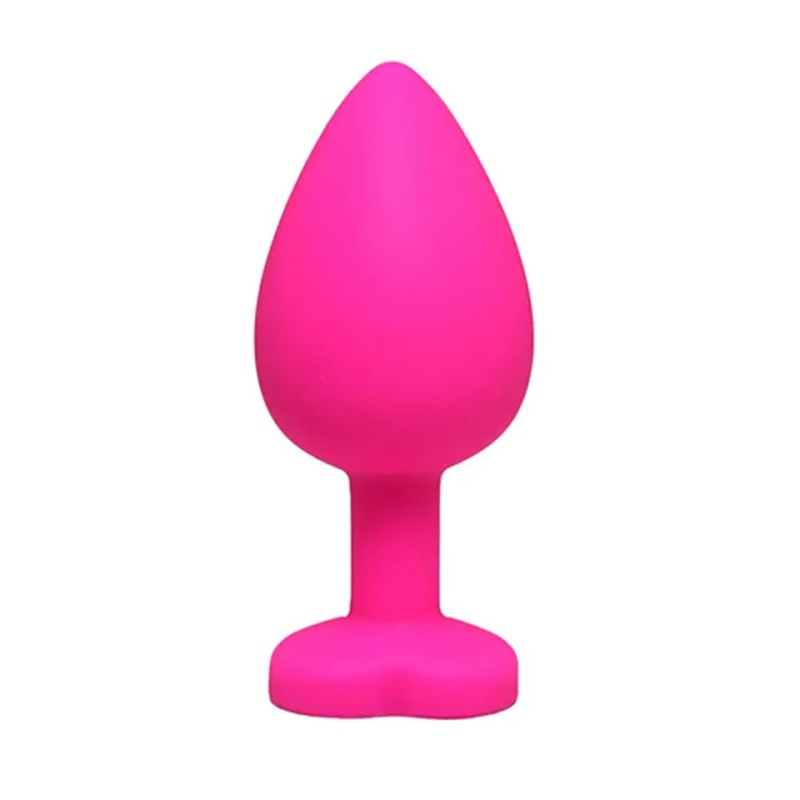 Korek analny Fantasy Heart Small z białym kryształem – miękki silikon, 7 cm długości, 2,8 cm średnicy - 2