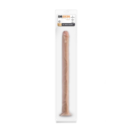 Dildo 19 Inch Beige (48,2 cm) - realistyczna struktura, przyssawka i montaż w uprzęży strap-on - 1