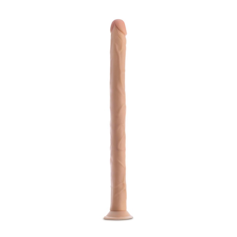 Dildo 19 Inch Beige (48,2 cm) - realistyczna struktura, przyssawka i montaż w uprzęży strap-on - 2