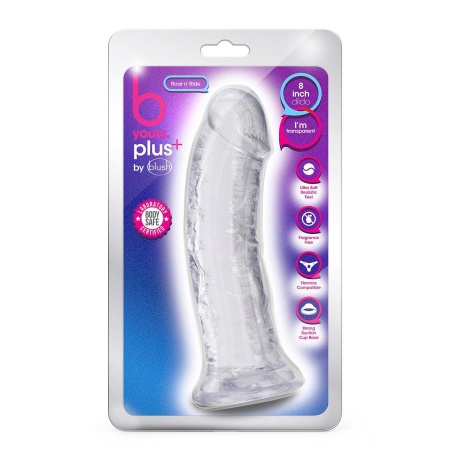 Roar N' Ride - przezroczysty dildo z przyssawką, TPE premium, 20,3 cm, Ø 5 cm - 1