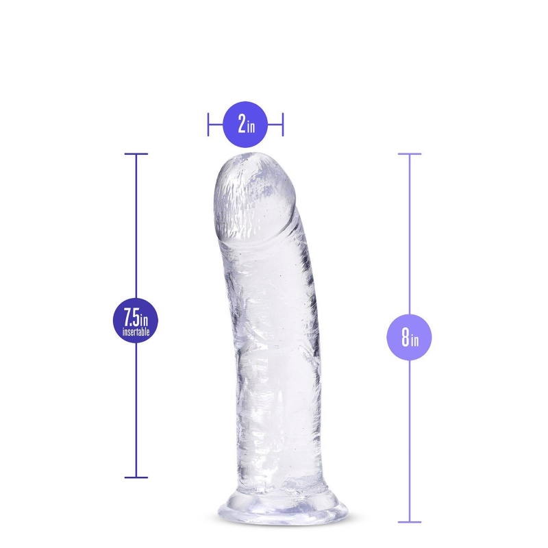 Roar N' Ride - przezroczysty dildo z przyssawką, TPE premium, 20,3 cm, Ø 5 cm - 4