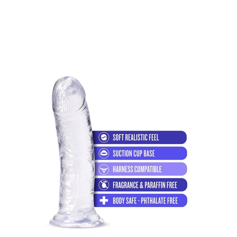 Roar N' Ride - przezroczysty dildo z przyssawką, TPE premium, 20,3 cm, Ø 5 cm - 5