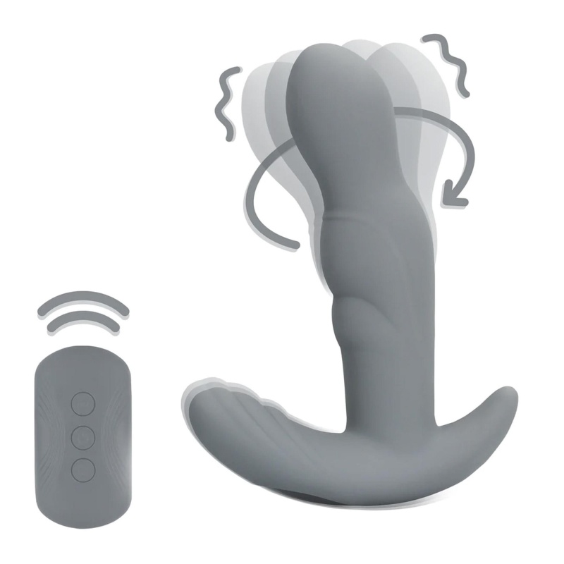 Rotating Prostate Stimulator with Remote Control - Gotham Grey - 10