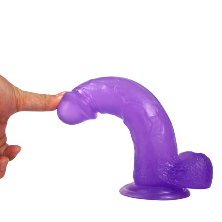 Realistyczne Dildo Jelly Studs Crystal 20 cm Fioletowe z Przyssawką - 3