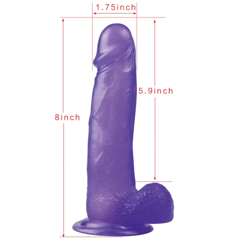 Realistyczne Dildo Jelly Studs Crystal 20 cm Fioletowe z Przyssawką - 4