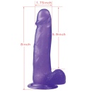 Realistyczne Dildo Jelly Studs Crystal 20 cm Fioletowe z Przyssawką - 4