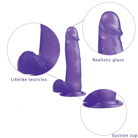 Realistyczne Dildo Jelly Studs Crystal 20 cm Fioletowe z Przyssawką - 5