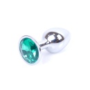 Korek analny Jewellery Silver PLUG Green - stal nierdzewna, długość 7 cm, średnica 2,7 cm, kulisty profil i wąska szyjka - 6